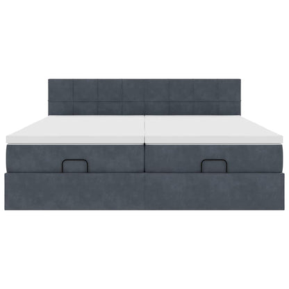 Ottoman-Bett mit Matratzen & LEDs Dunkelgrau 200x200 cm Samt