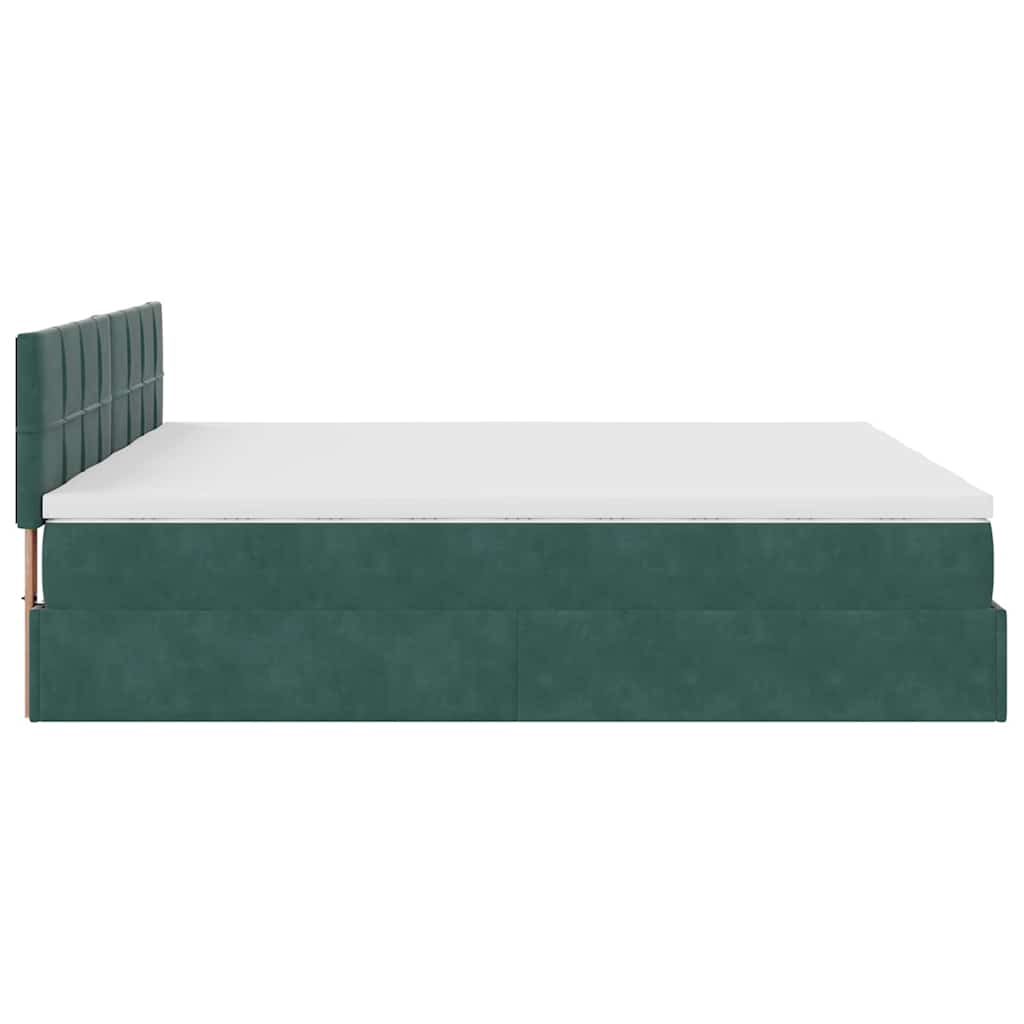 Ottoman-Bett mit Matratzen & LEDs Dunkelgrün 200x200 cm Samt