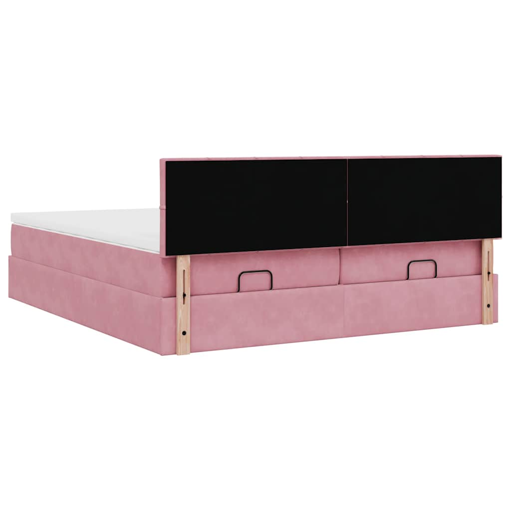 Ottoman-Bett mit Matratzen & LEDs Rosa 200x200 cm Samt
