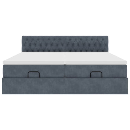 Ottoman-Bett mit Matratzen & LEDs Dunkelgrau 160x200 cm Samt