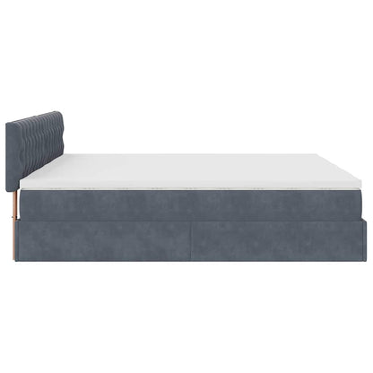 Ottoman-Bett mit Matratzen & LEDs Dunkelgrau 160x200 cm Samt