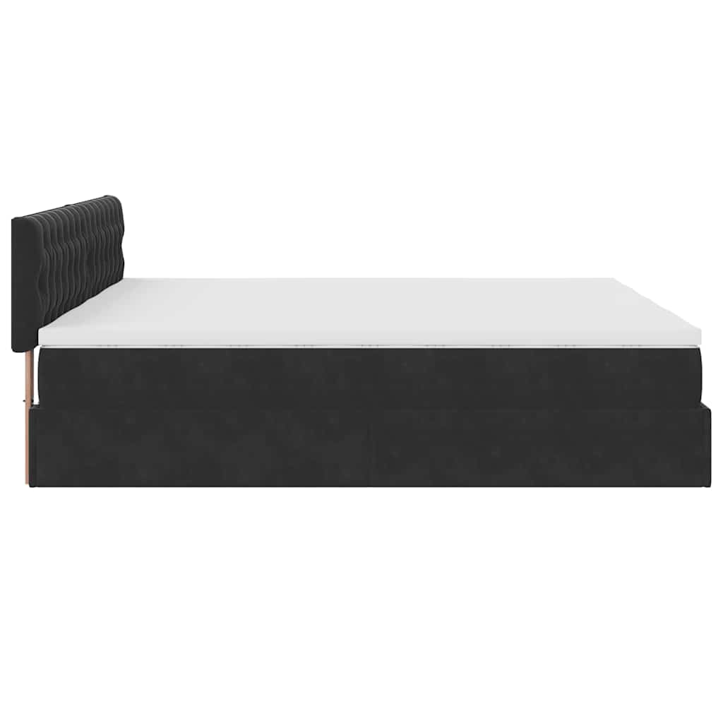 Ottoman-Bett mit Matratzen & LEDs Schwarz 160x200 cm Samt