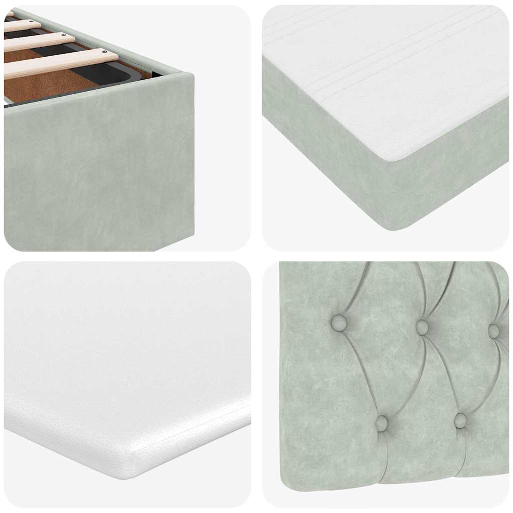 Ottoman-Bett mit Matratzen & LEDs Hellgrau 180x200 cm Samt