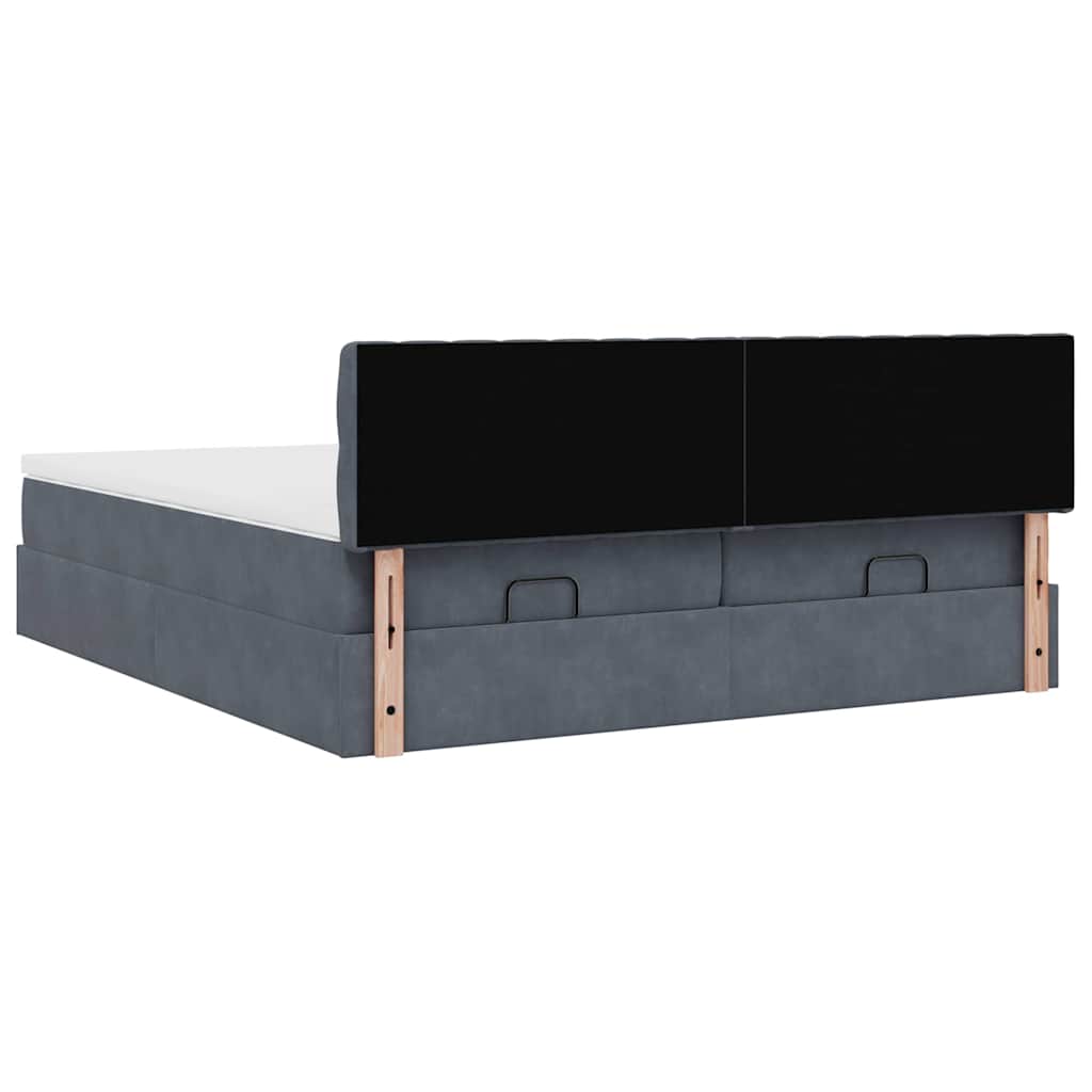 Ottoman-Bett mit Matratzen & LEDs Dunkelgrau 180x200 cm Samt