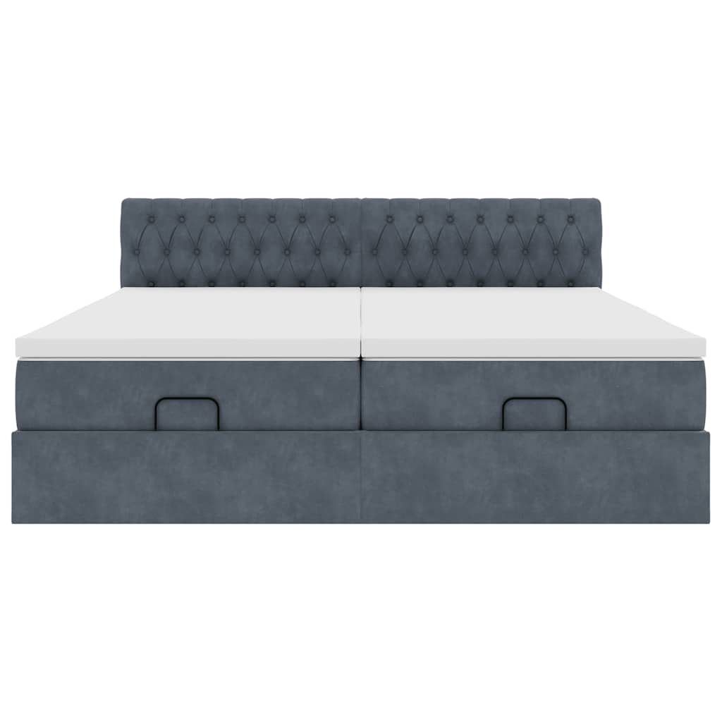 Ottoman-Bett mit Matratzen & LEDs Dunkelgrau 180x200 cm Samt