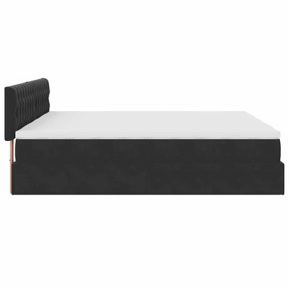Ottoman-Bett mit Matratzen & LEDs Schwarz 200x200 cm Samt
