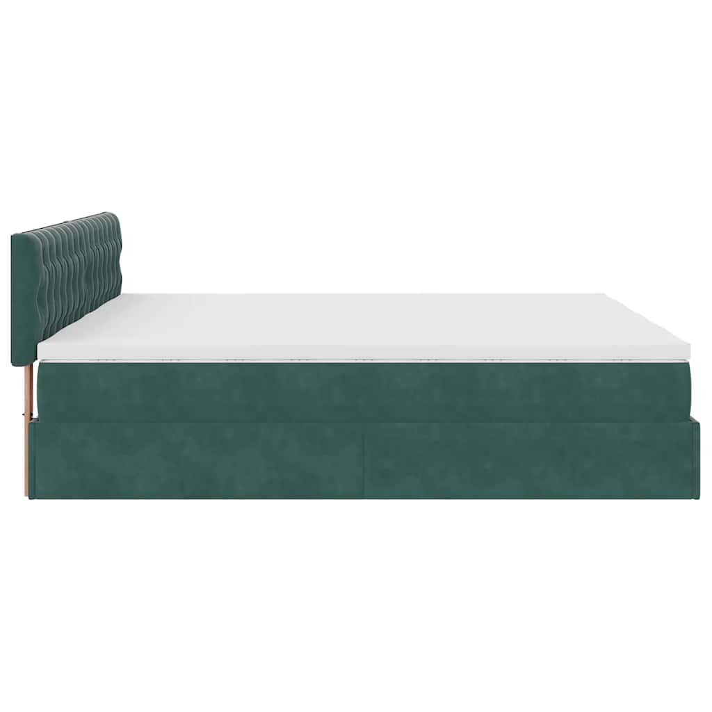 Ottoman-Bett mit Matratzen & LEDs Dunkelgrün 200x200 cm Samt