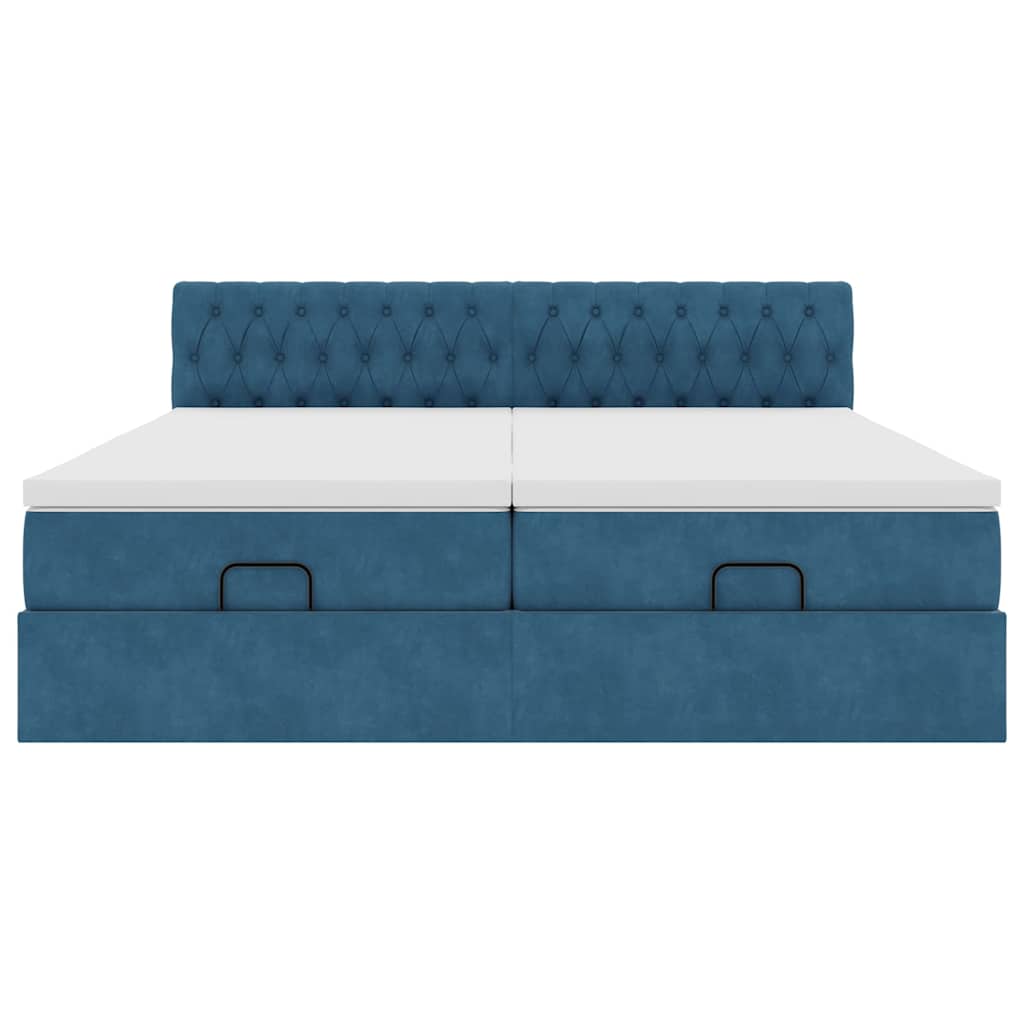 Ottoman-Bett mit Matratzen & LED Dunkelblau 200x200 cm Samt