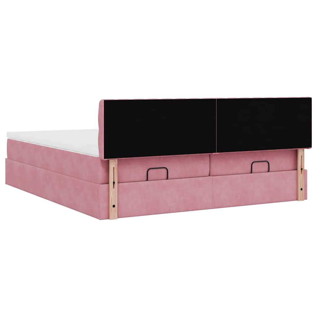 Ottoman-Bett mit Matratzen & LEDs Rosa 200x200 cm Samt