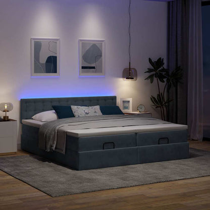 Ottoman-Bett mit Matratzen & LEDs Dunkelgrau 160x200 cm Samt