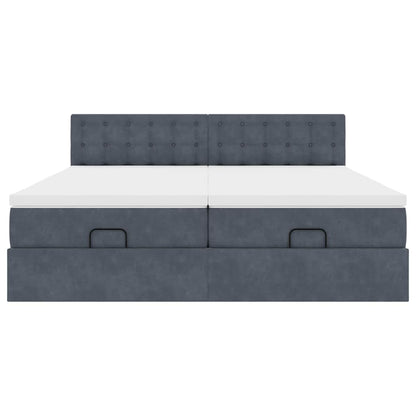 Ottoman-Bett mit Matratzen & LEDs Dunkelgrau 160x200 cm Samt