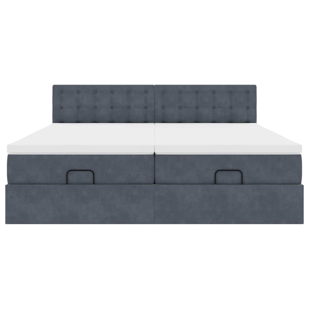 Ottoman-Bett mit Matratzen & LEDs Dunkelgrau 160x200 cm Samt