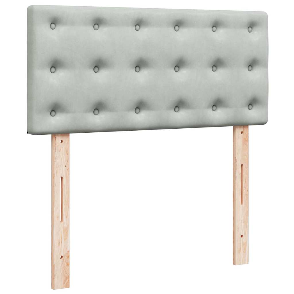 Ottoman-Bett mit Matratzen & LEDs Hellgrau 180x200 cm Samt