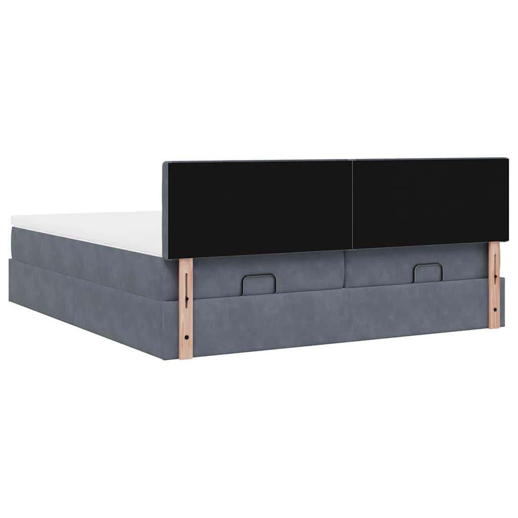 Ottoman-Bett mit Matratzen & LEDs Dunkelgrau 180x200 cm Samt