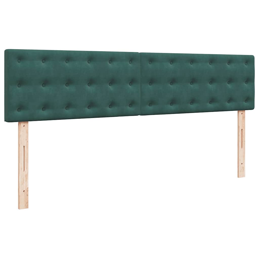 Ottoman-Bett mit Matratzen & LEDs Dunkelgrün 180x200 cm Samt
