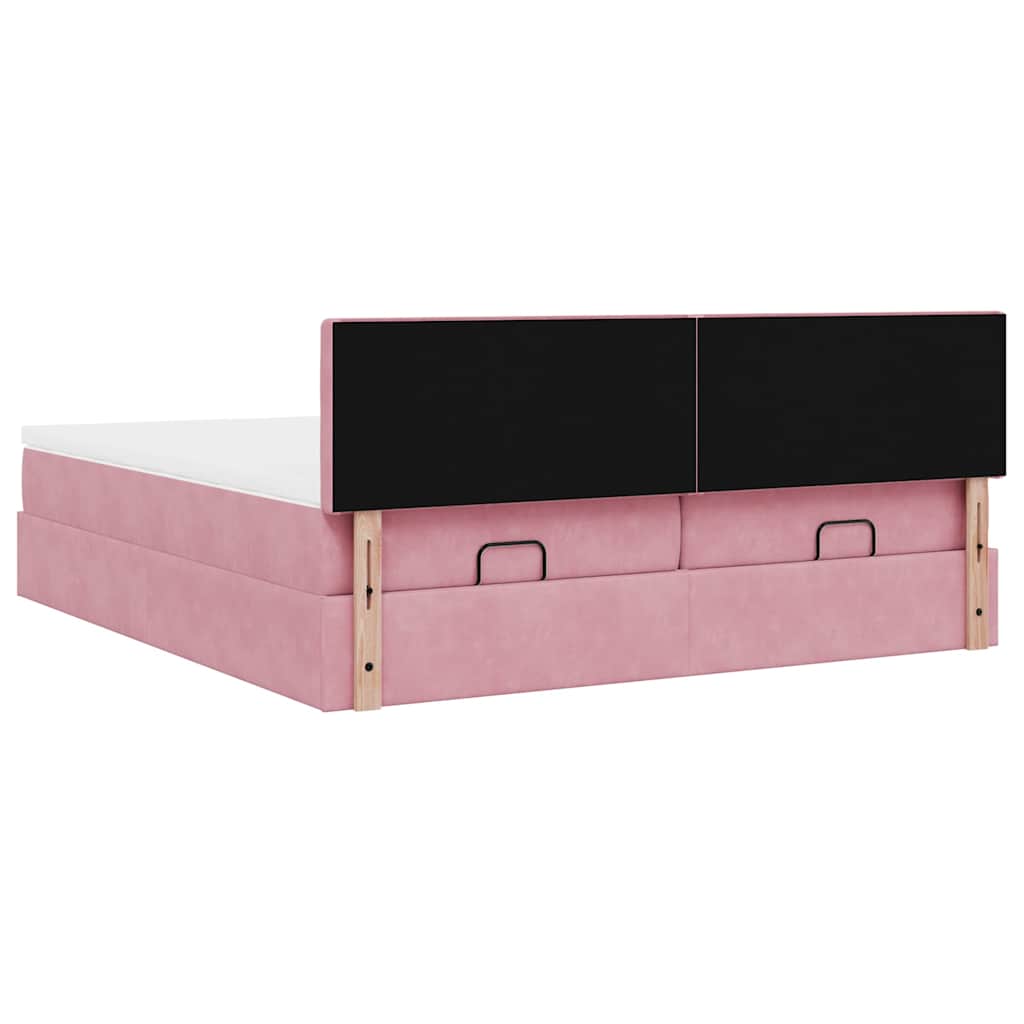 Ottoman-Bett mit Matratzen & LEDs Rosa 200x200 cm Samt