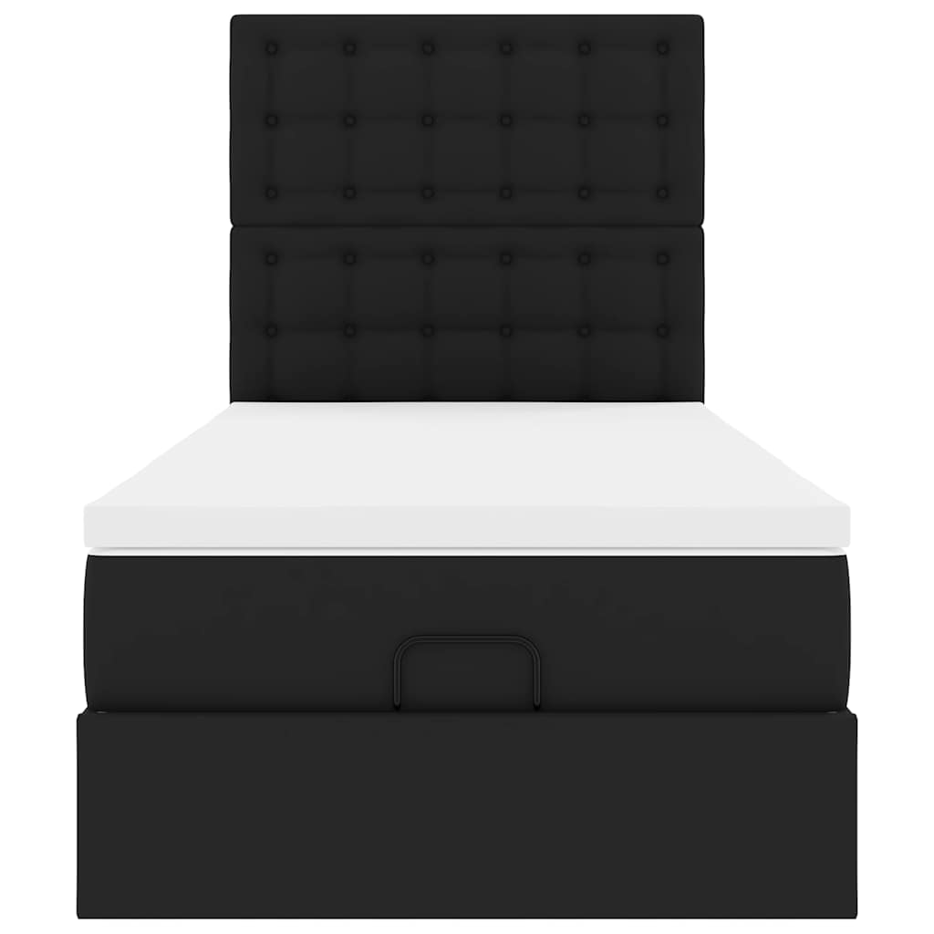 Ottoman-Bett mit Matratze Schwarz 80x200 cm Kunstleder