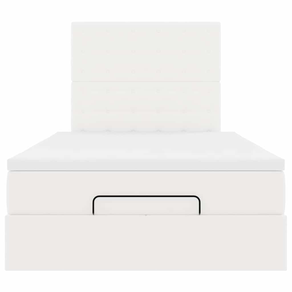 Ottoman-Bett mit Matratze Weiß 120x190 cm Kunstleder