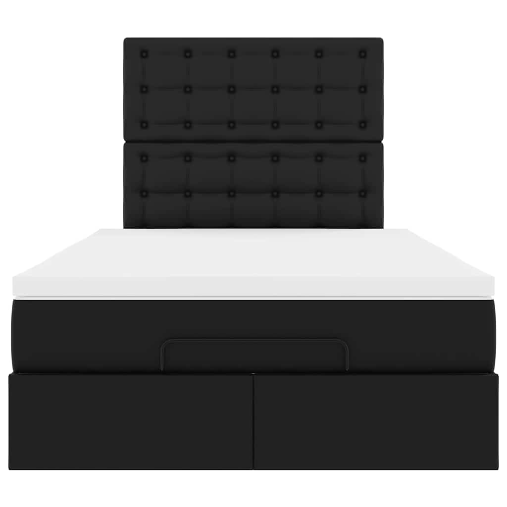 Ottoman-Bett mit Matratze Schwarz 120x200 cm Kunstleder