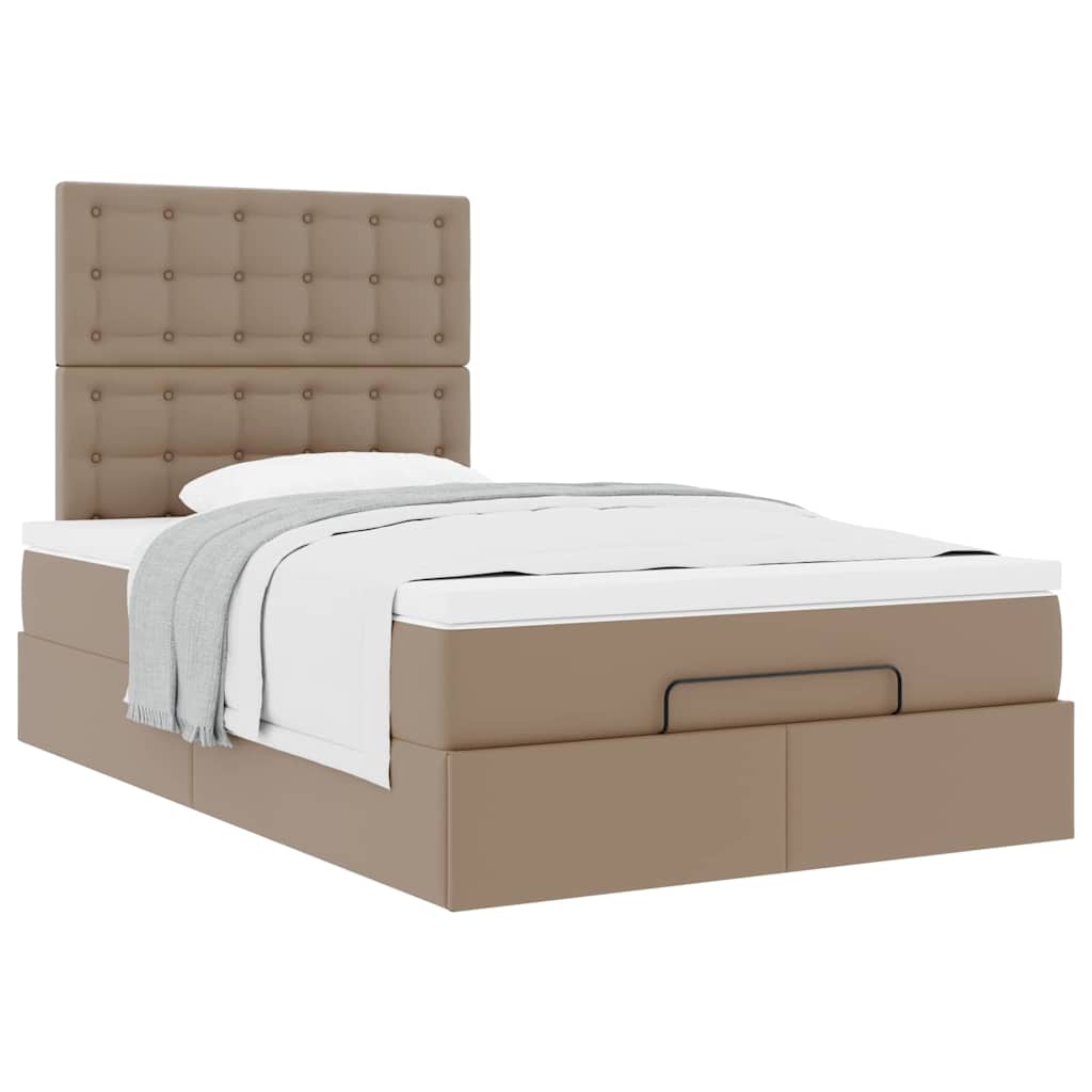 Ottoman-Bett mit Matratze Cappuccino-Braun 120x200cm Kunstleder