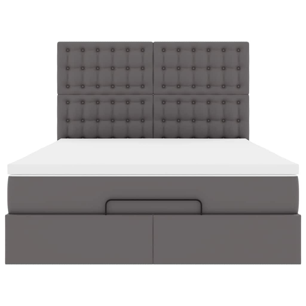 Ottoman-Bett mit Matratze Grau 140x190 cm Kunstleder