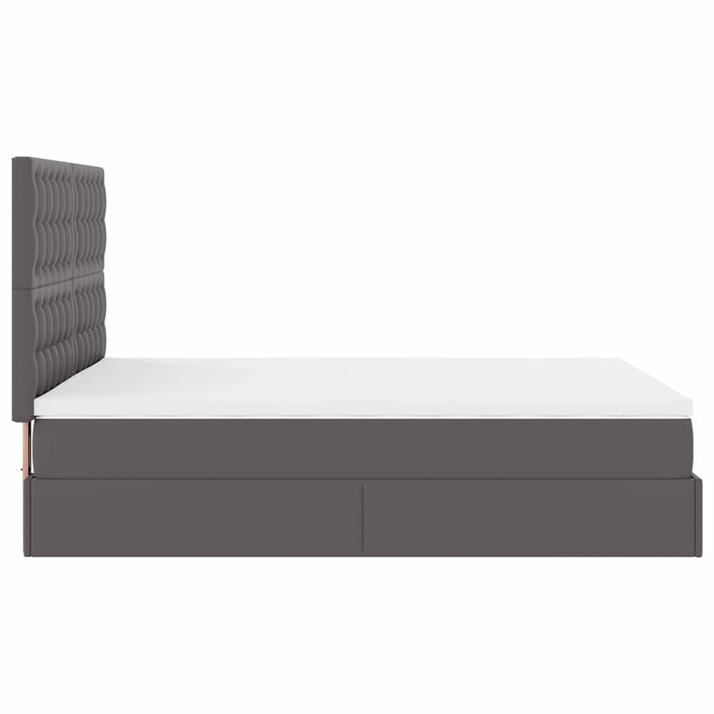 Ottoman-Bett mit Matratze Grau 140x190 cm Kunstleder