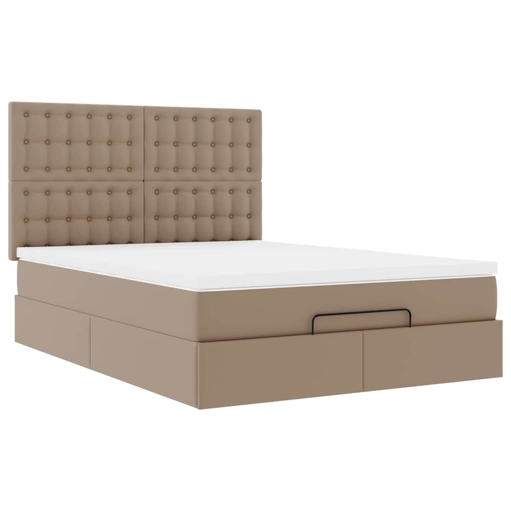 Ottoman-Bett mit Matratze Cappuccino-Braun 140x190cm Kunstleder
