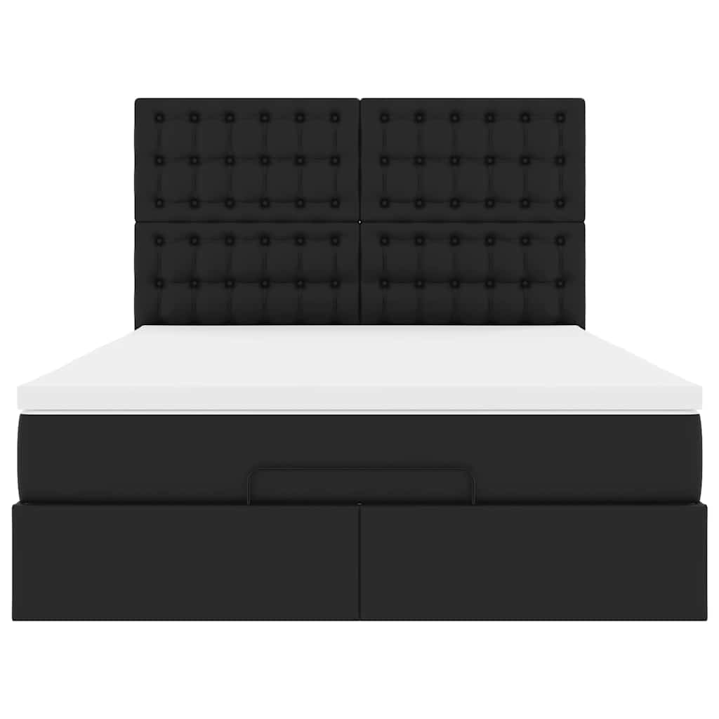 Ottoman-Bett mit Matratze Schwarz 140x200 cm Kunstleder