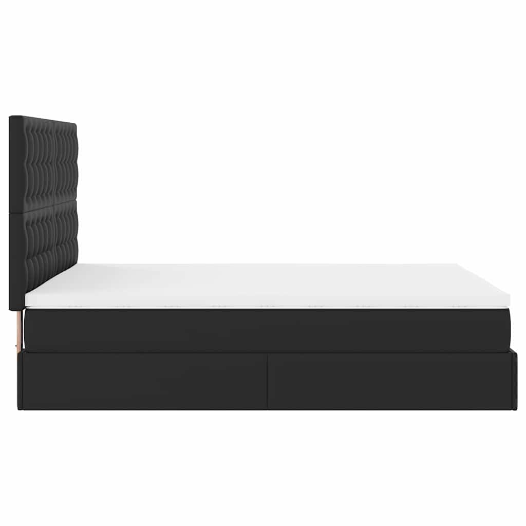 Ottoman-Bett mit Matratze Schwarz 140x200 cm Kunstleder