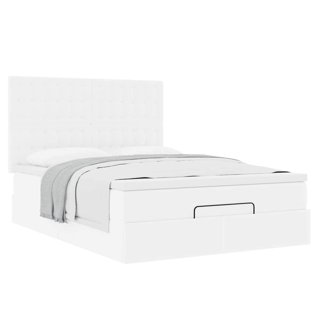 Ottoman-Bett mit Matratze Weiß 140x200 cm Kunstleder