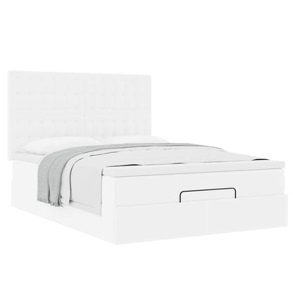 Ottoman-Bett mit Matratze Weiß 140x200 cm Kunstleder