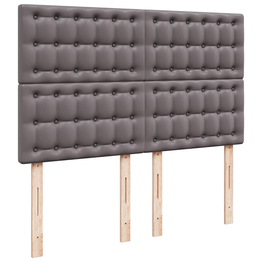 Lit ottoman avec matelas gris 140x200 cm en similicuir