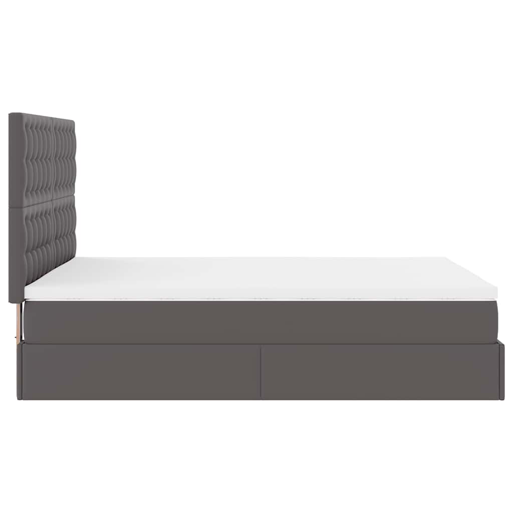 Lit ottoman avec matelas gris 140x200 cm en similicuir