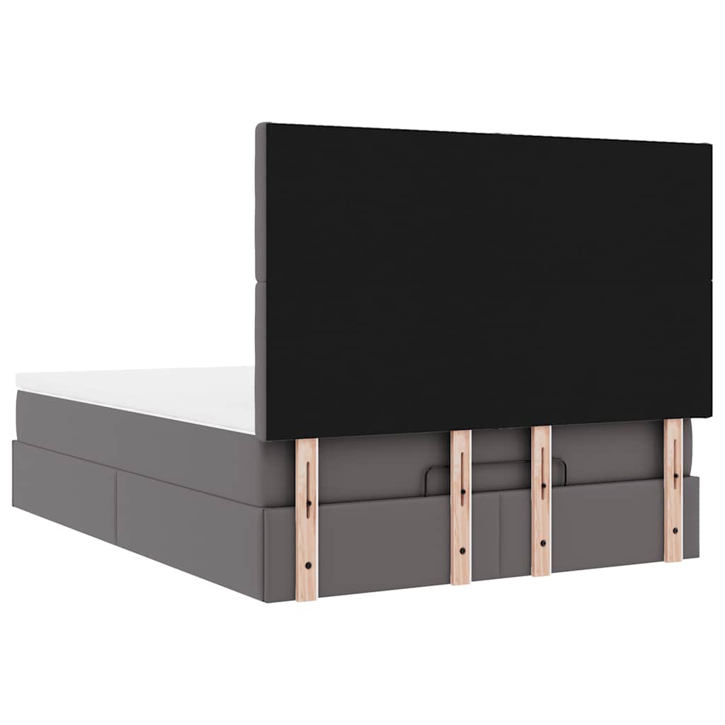 Lit ottoman avec matelas gris 140x200 cm en similicuir