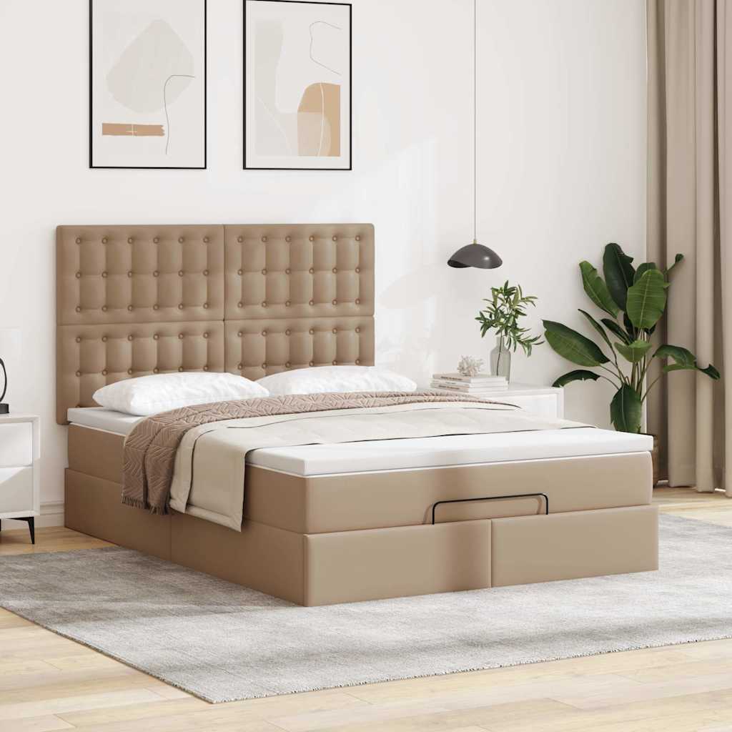 Ottoman-Bett mit Matratze Cappuccino-Braun 140x200cm Kunstleder