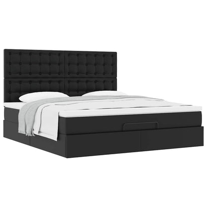 Ottoman-Bett mit Matratze Schwarz 160x200 cm Kunstleder