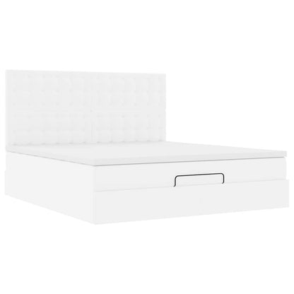 Ottoman-Bett mit Matratze Weiß 160x200 cm Kunstleder