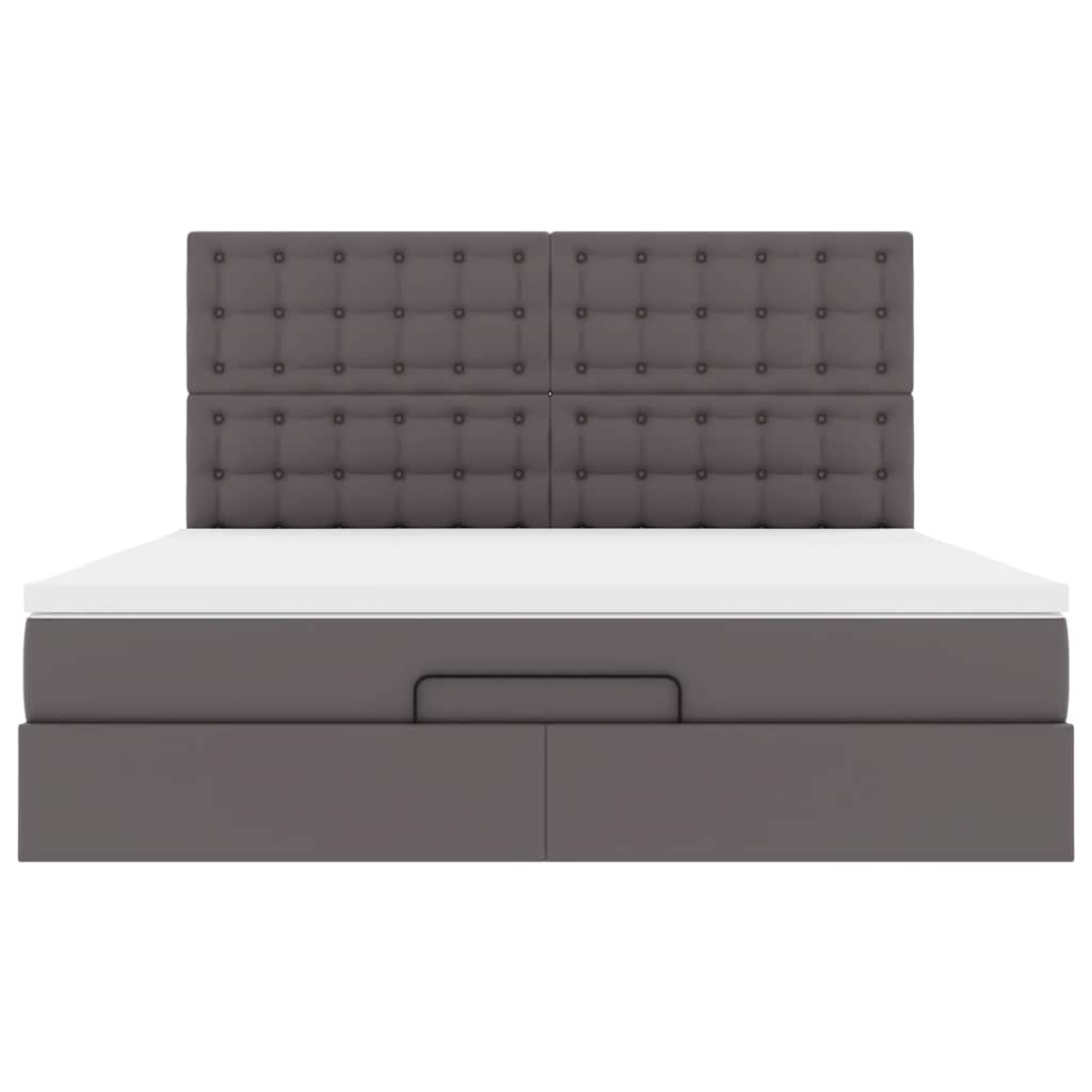 Ottoman-Bett mit Matratze Grau 160x200 cm Kunstleder