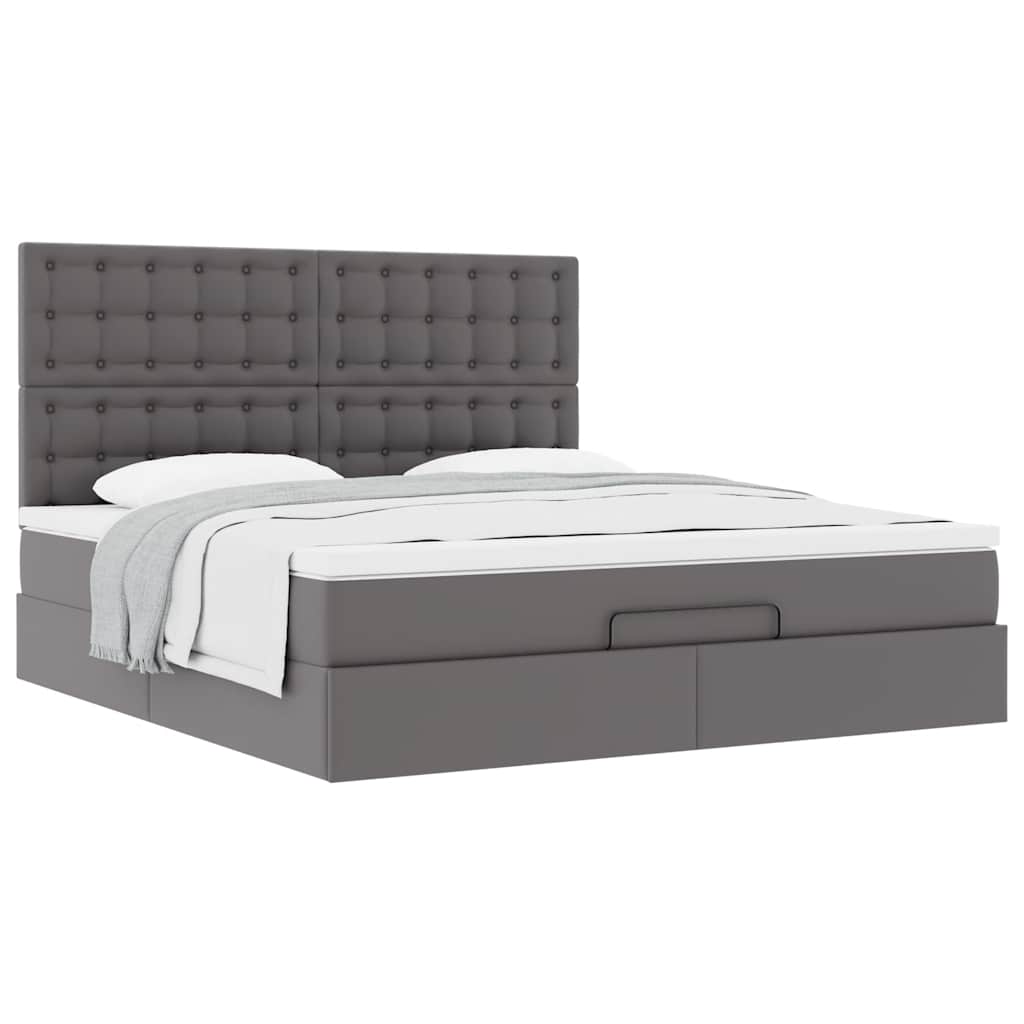 Ottoman-Bett mit Matratze Grau 180x200 cm Kunstleder