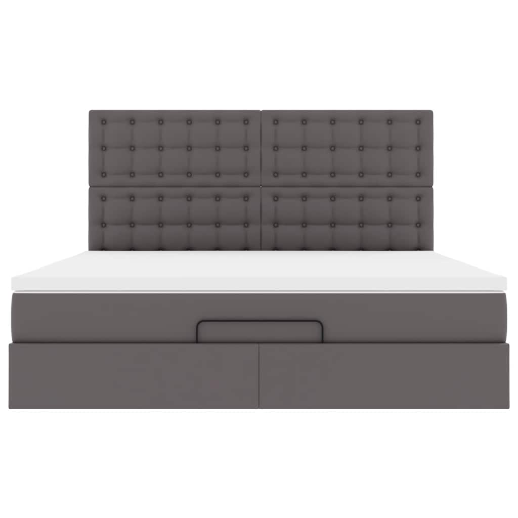 Ottoman-Bett mit Matratze Grau 180x200 cm Kunstleder