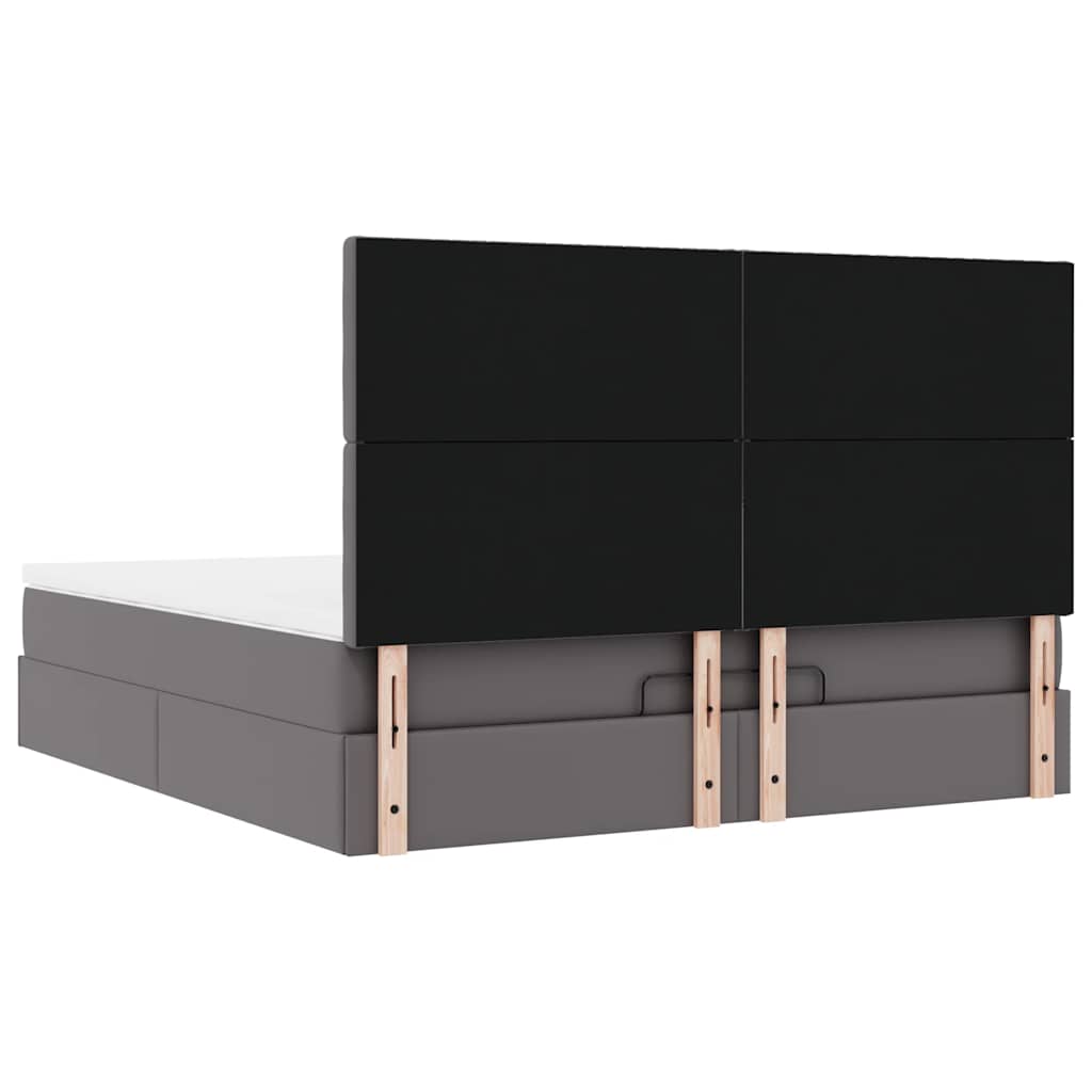 Ottoman-Bett mit Matratze Grau 180x200 cm Kunstleder