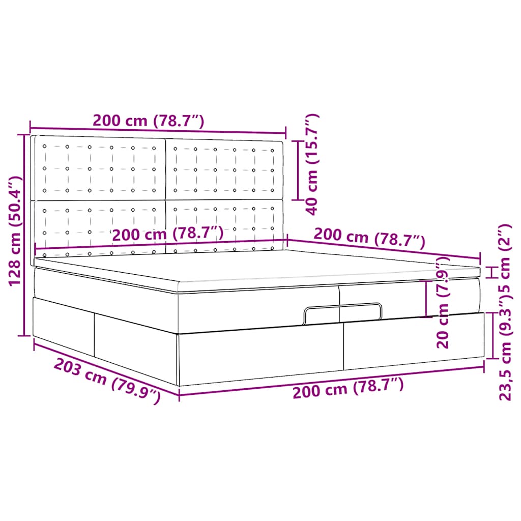 Ottoman-Bett mit Matratzen Schwarz 200x200 cm Kunstleder