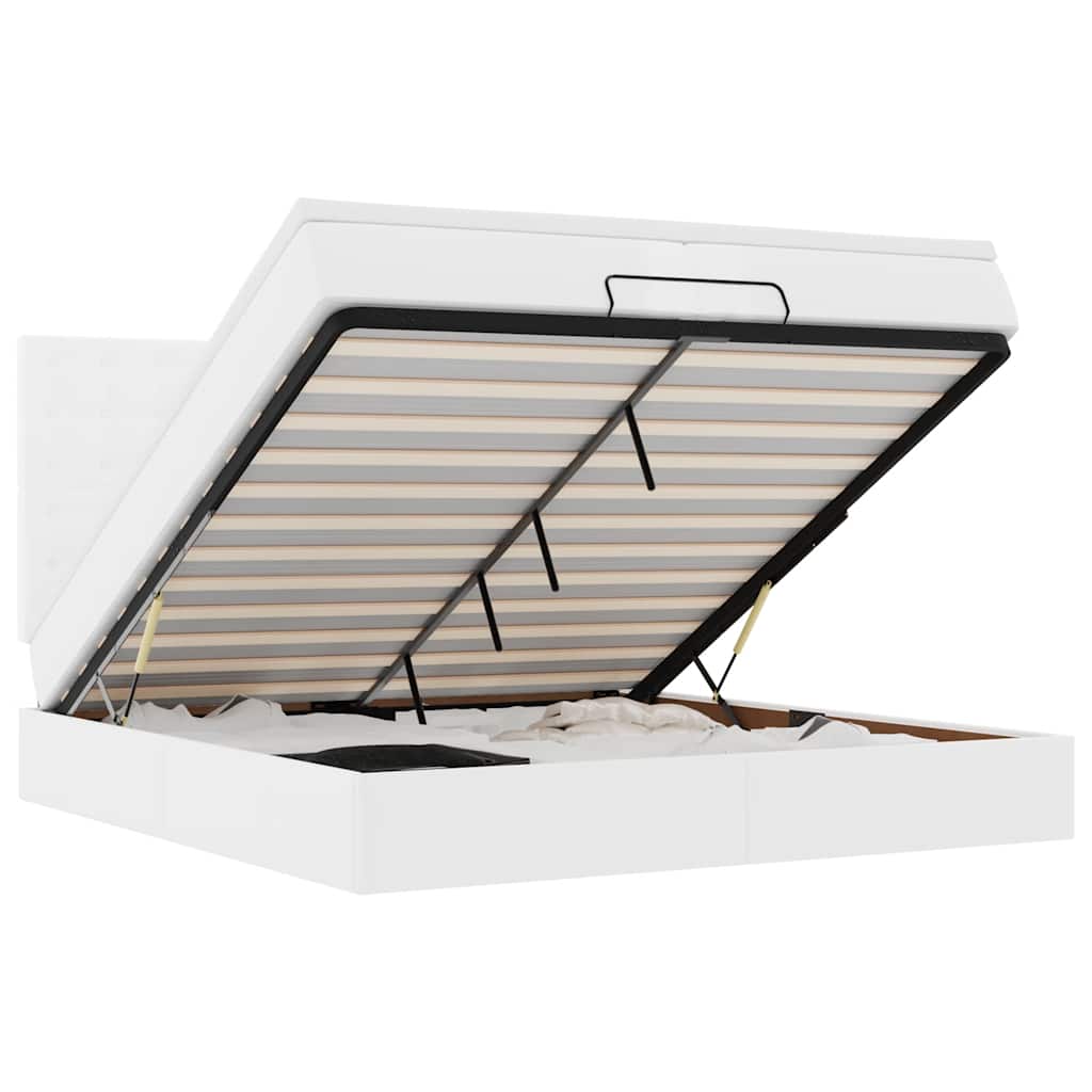 Ottoman-Bett mit Matratzen Weiß 200x200 cm Kunstleder