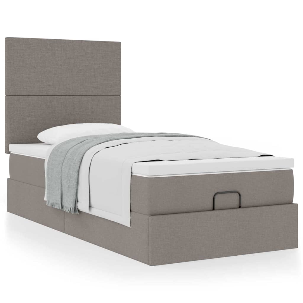 Ottoman-Bett mit Matratze Taupe 80x200 cm Stoff