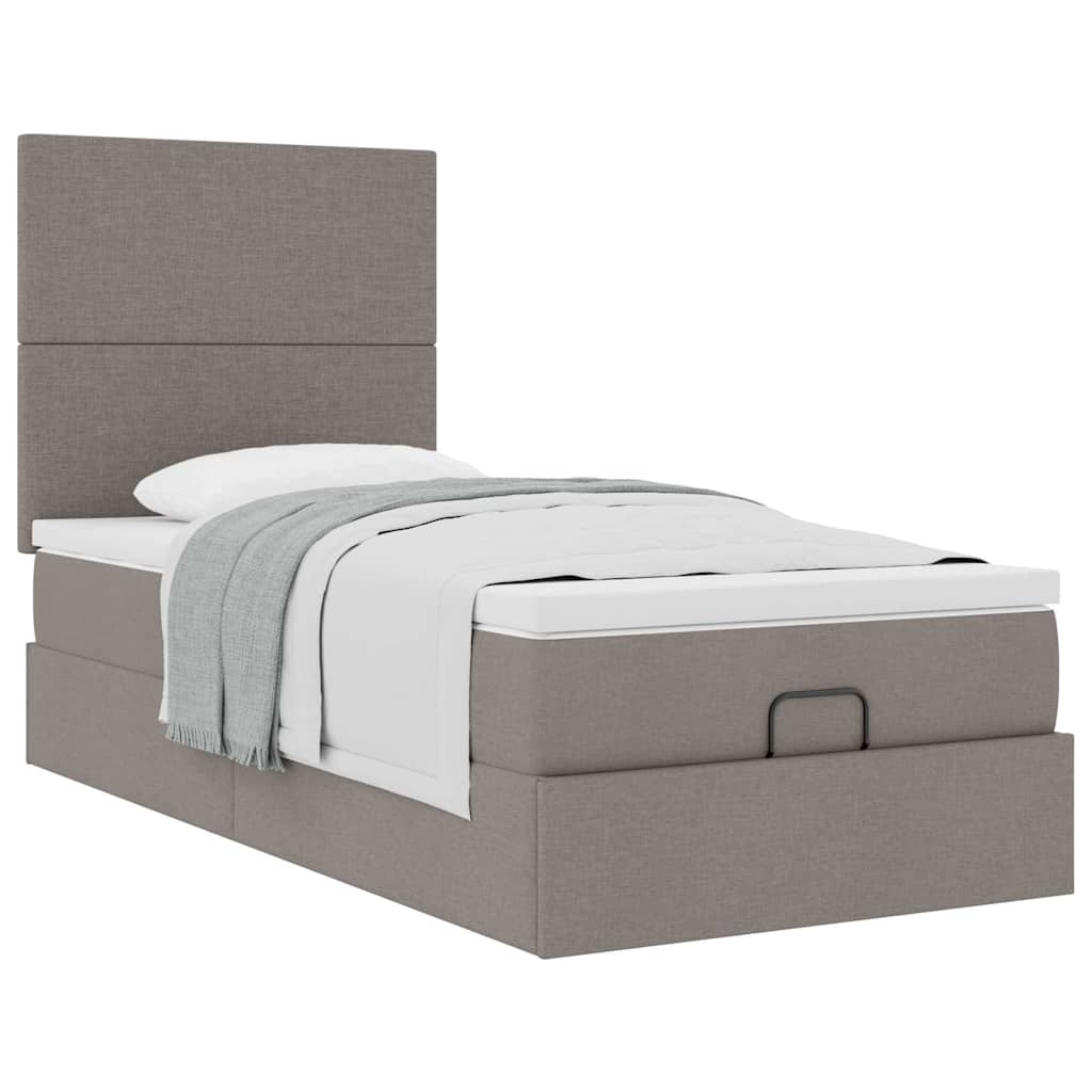 Ottoman-Bett mit Matratze Taupe 80x200 cm Stoff