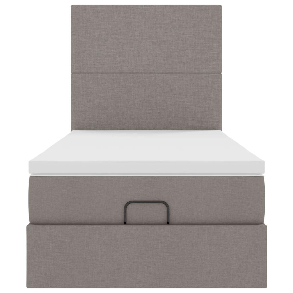 Ottoman-Bett mit Matratze Taupe 90x190 cm Stoff