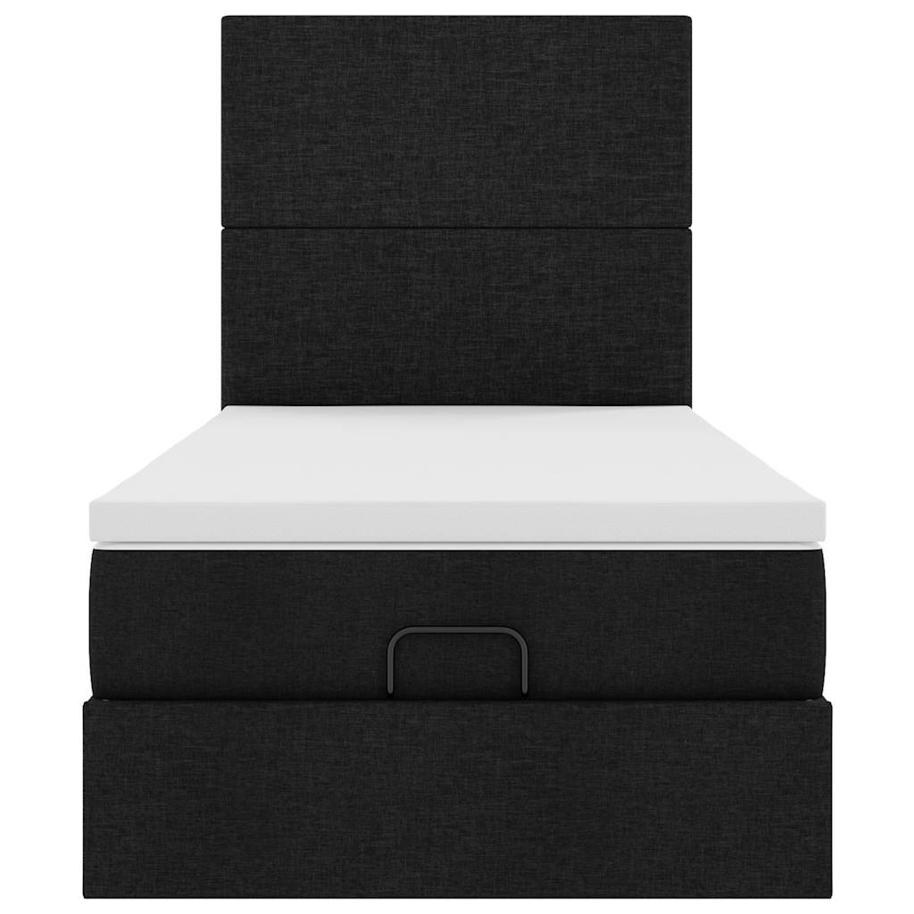 Ottoman bed with mattress black 90x200 cm fabric
