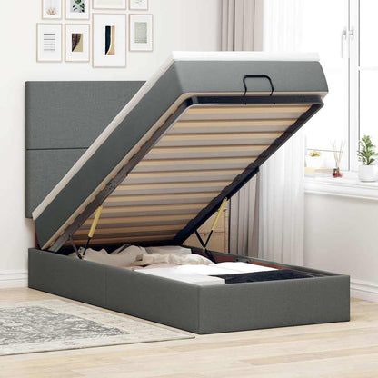 Ottoman-Bett mit Matratze Dunkelgrau 100x200 cm Stoff