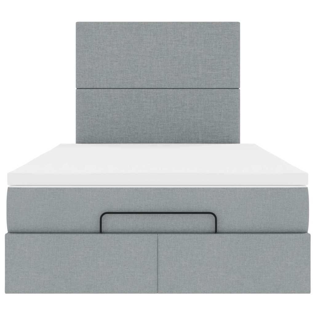 Ottoman-Bett mit Matratze Hellgrau 120x190 cm Stoff