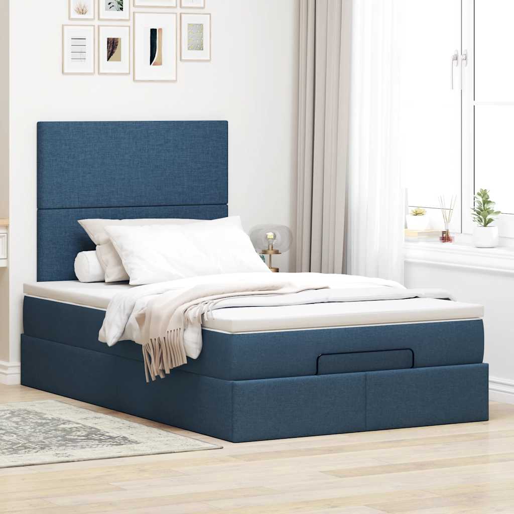 Ottoman-Bett mit Matratze Blau 120x190 cm Stoff